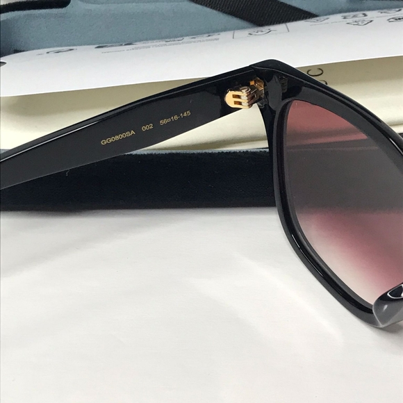💯 - New- Gucci Sunglasses Women's GG0800SA 002 Black/Red Gradient Lenses 56mm - Picture 14 of 15